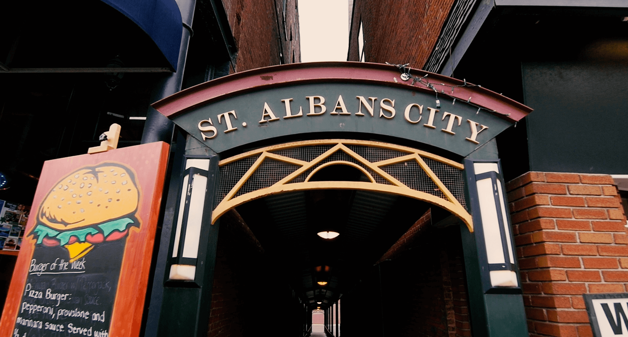 Metal banner that says St. Albans City